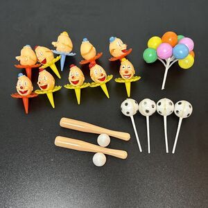 Vintage Wilton Clown Balloons Sports Balls Cake Toppers Party Decoration Lot